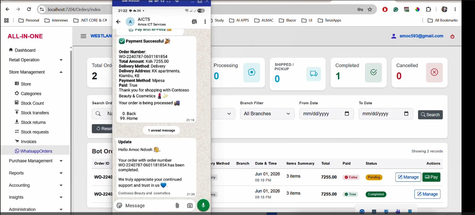 WhatsApp Ordering System